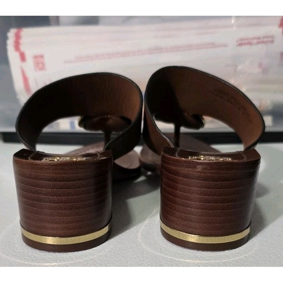 TORY BURCH sz 6.5 Patos Disc LeatherThong Mules in Mou. - Picture 4 of 10